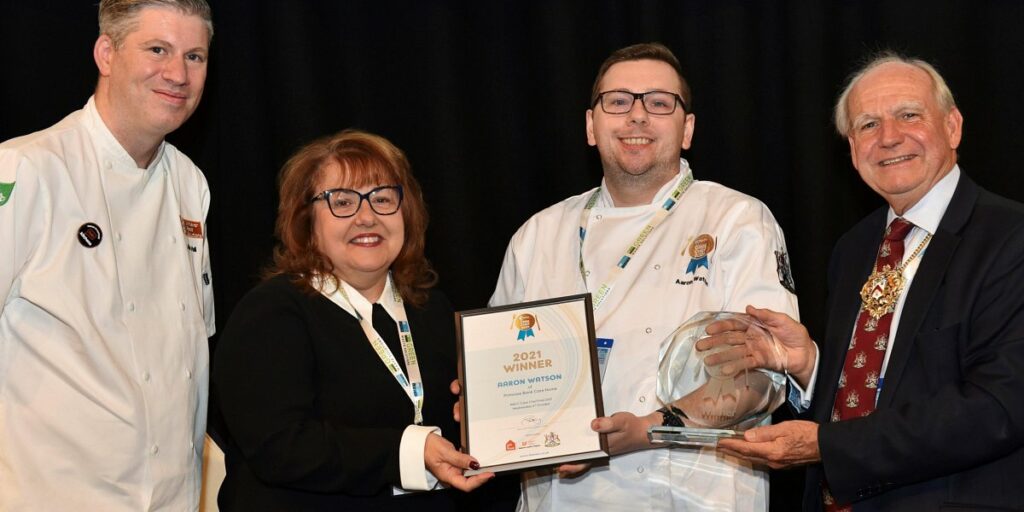 Aaron Watson at the Care Home Chef of the Year award in 2021 after competing in the prestigious NACC competition